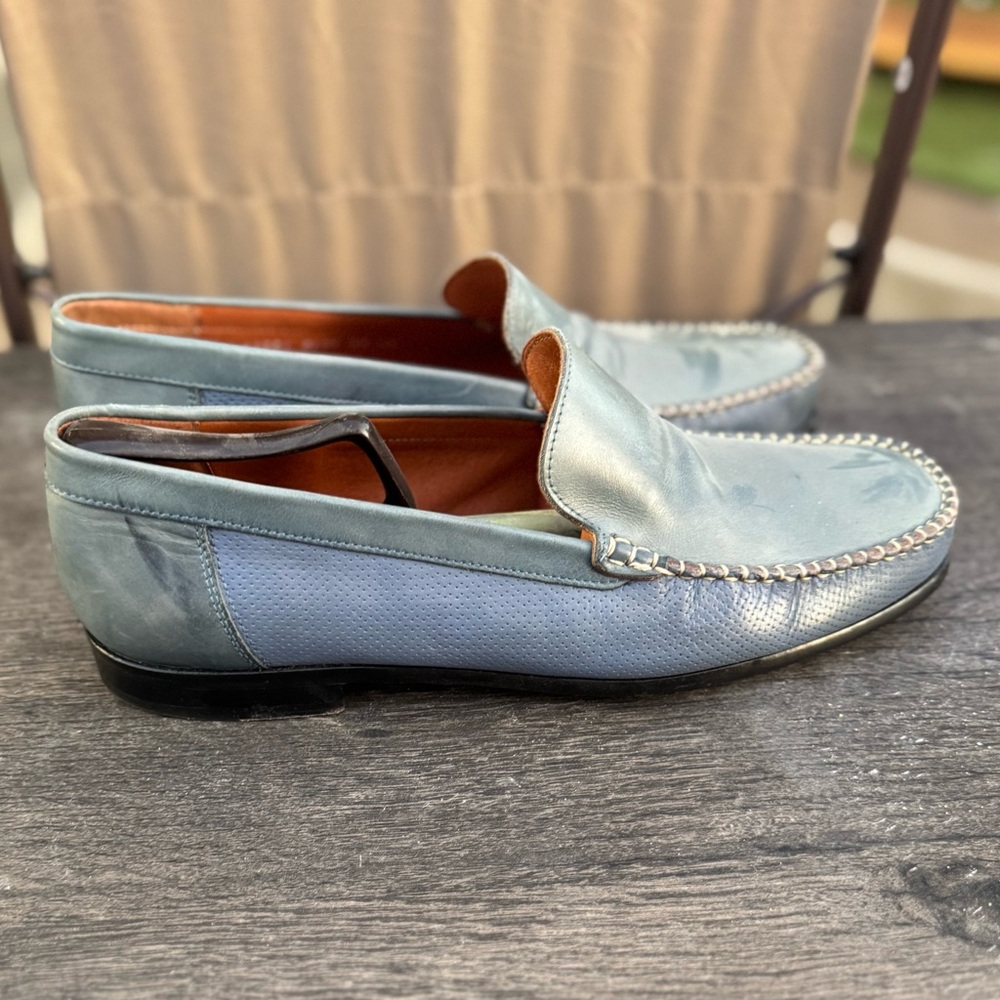 Sandro Moscoloni Light Blue Leather Slip-On Loafers - Very light wear!